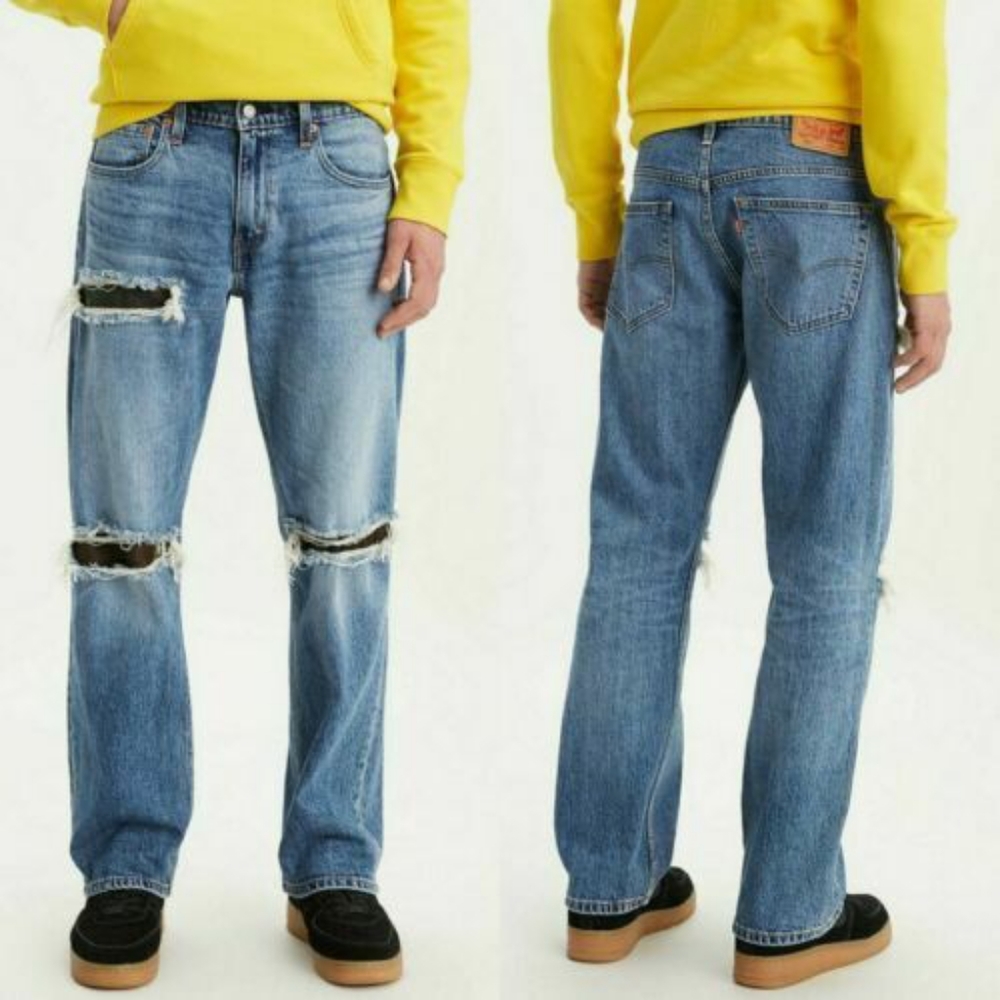 Levi's 569 Blue Comet Camo Repair Straight Leg Jeans • Unisex • 32x30 • EUC